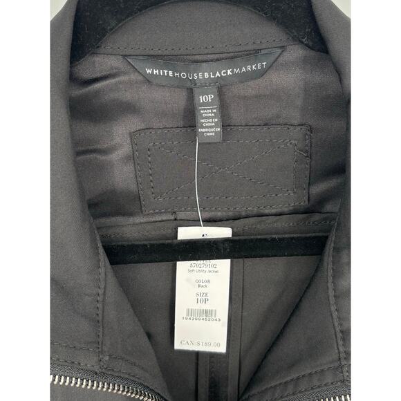 White House Black Market NWT Black Soft Utility Jacket Size 10P - Picture 8 of 9